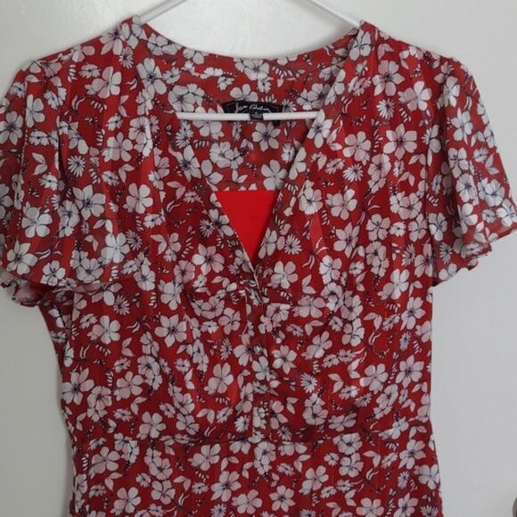 Sam Edelman Flutter Sleeve Amber Floral Asymmetrical Hem Dress Size 6 Party Boho - Picture 5 of 16